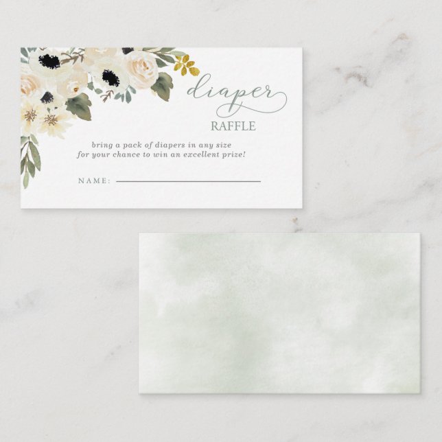 Tarjeta De Recepción Bebé envejecido en flor marfil Baby Shower Diaper  (Anverso / Reverso)