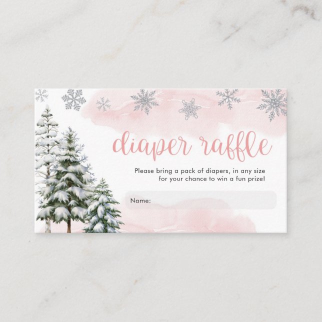 Tarjeta De Recepción Bebé, está frío fuera del Chica Diaper Raffle (Anverso)