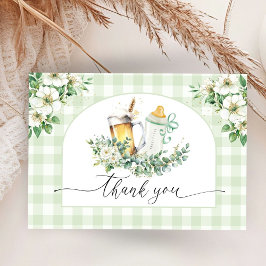 Tarjeta De Recepción Bebé está preparando cerveza Baby Shower Flat Grac