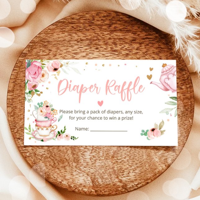 Tarjeta De Recepción Bebé está preparando té Diaper Raffle Baby Shower  (Subido por el creador)