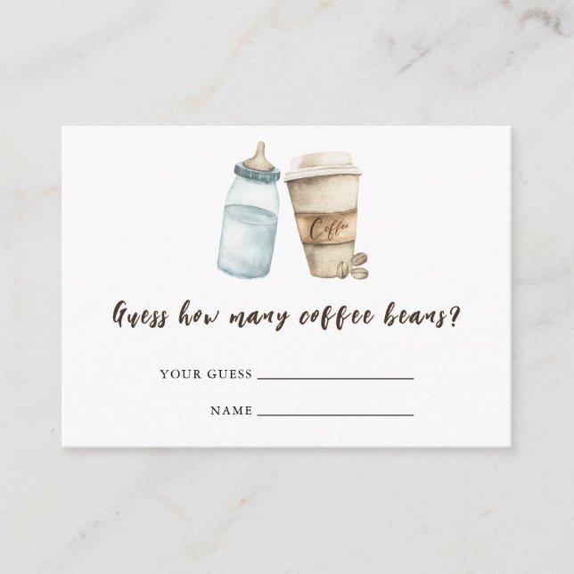 Tarjeta De Recepción Bebé está preparando una botella de café Cuántas j (Anverso)