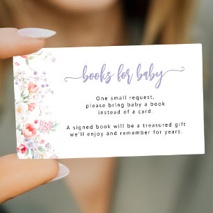 Tarjeta De Recepción Bebé flor silvestre morada en flor Libros para Beb