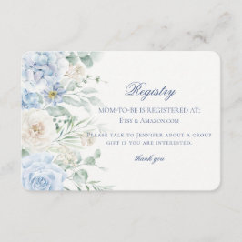 Tarjeta De Recepción Bebé floral azul en el registro de hidrangea en fl