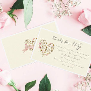 Tarjeta De Recepción Bebé floral cardíaco en libros de sangre para bebé