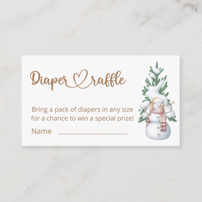 Tarjeta De Recepción Bebé, frío fuera de Baby Shower Diaper Raffle (Anverso)