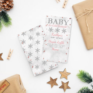 Tarjeta De Recepción Bebé, frío fuera de Chicas Baby Shower