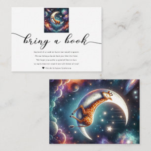 Tarjeta De Recepción Bebé Jirafa Celestial Trae un Libro Fiesta de Bebé