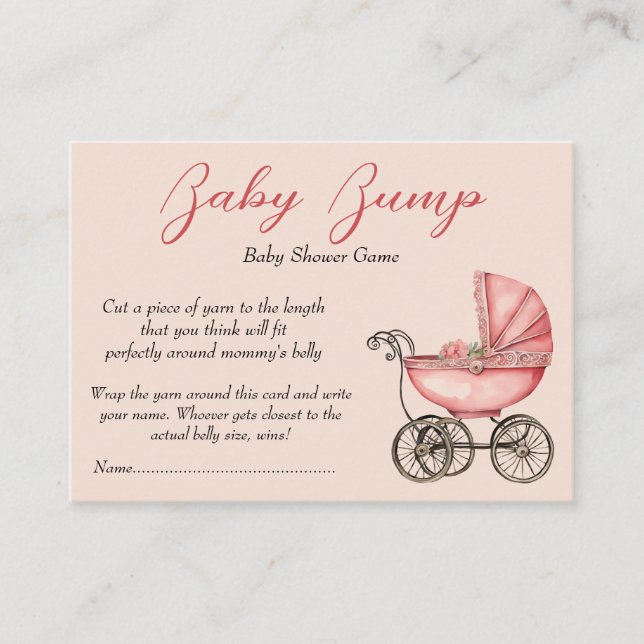 Tarjeta De Recepción Bebé Juego de Bebé Carrito de Bebé Adivina Tamaño  (Anverso)