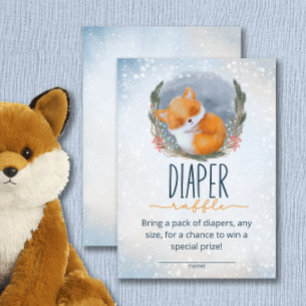 Tarjeta De Recepción Bebé lindo Fox Snowly Boleto de rifa para pañales