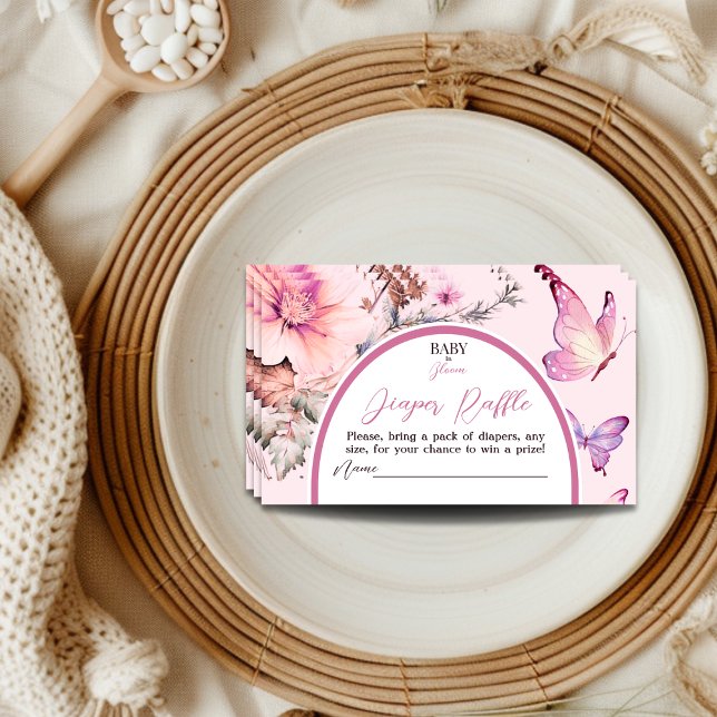 Tarjeta De Recepción Bebé mariposa en el pañal Baby Shower de Bloom (Subido por el creador)