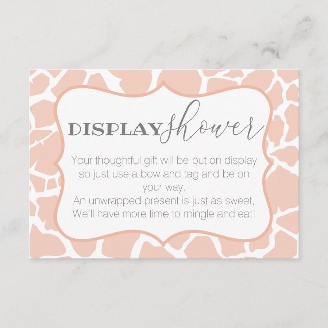 Tarjeta De Recepción Bebé Rosa - Chica Girafa - Ducha de exposición (Anverso)