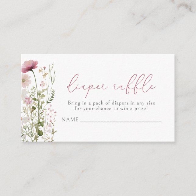 Tarjeta De Recepción Bebé Rosa En Flor Floral Flora Silvestre Raffle (Anverso)