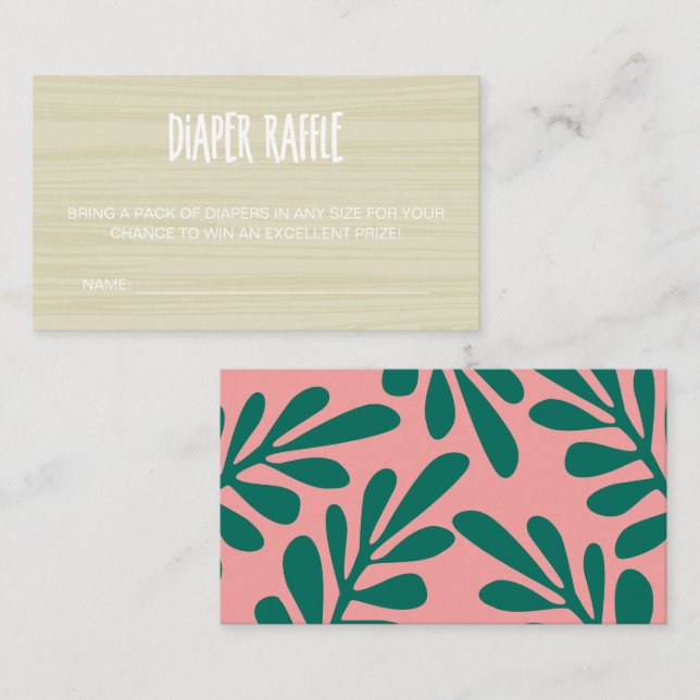 Tarjeta De Recepción Bebé Rosa Tropical A Bordo Diaper Raffle (Anverso / Reverso)