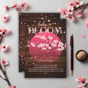 Tarjeta De Recepción Bebé Rústico en Flor Sakura Flor de Cerezo