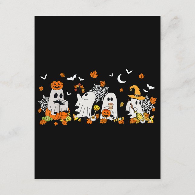 Tarjeta De Recepción Beber café dulce fantasma Halloween Fall Ghost Bo (Anverso)