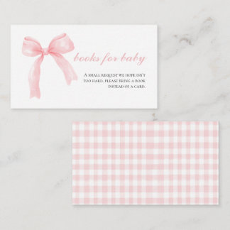Tarjeta De Recepción Bebés rosado gingham preppy libros para bebés