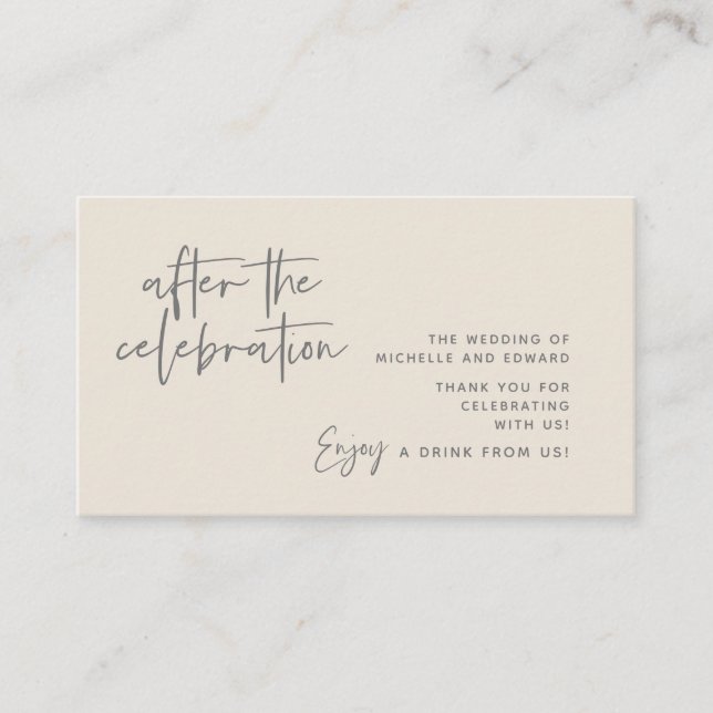 Tarjeta De Recepción Bebida, bebida para adultos después de la celebrac (Anverso)