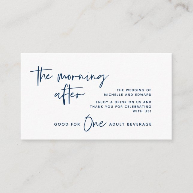 Tarjeta De Recepción Bebida, bebida para adultos, la mañana siguiente (Anverso)