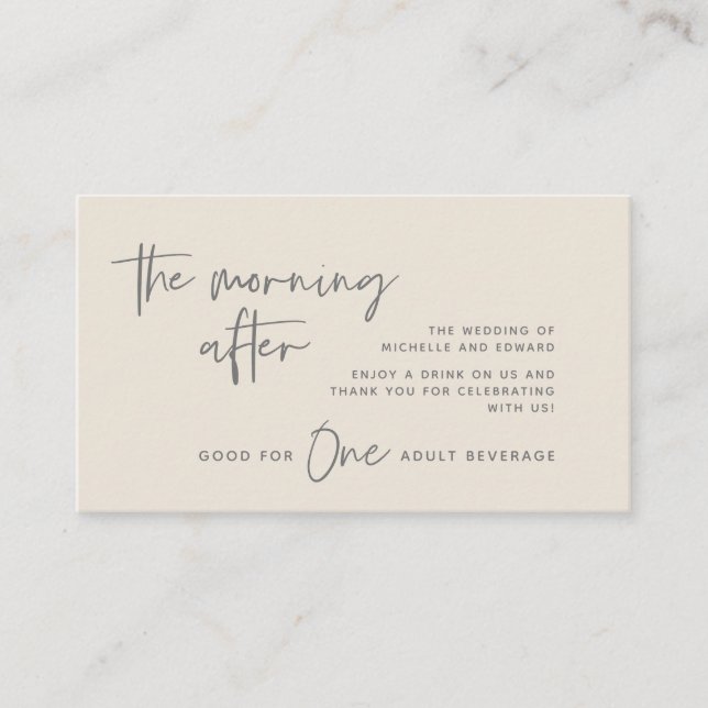 Tarjeta De Recepción Bebida, bebida para adultos, la mañana siguiente (Anverso)