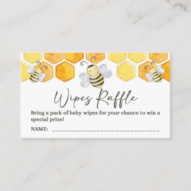 Tarjeta De Recepción Bebidas De Bebé Raffles Tickets Bebida De Miel (Anverso)