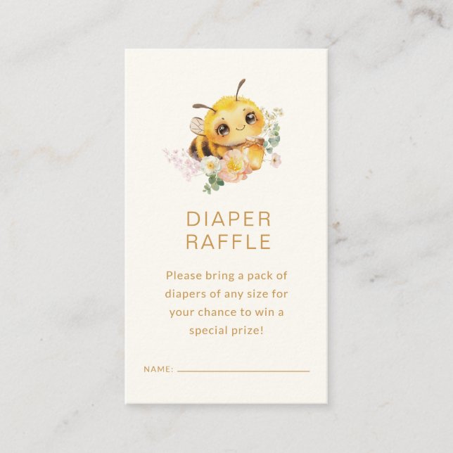Tarjeta De Recepción Bee Baby Diaper Raffle Card (Anverso)