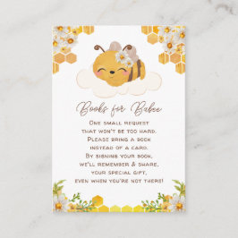 Tarjeta De Recepción Bee Baby Shower Book Request Honeycombs Floral