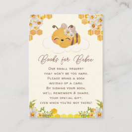 Tarjeta De Recepción Bee Baby Shower Book Request Honeycombs Floral Enc