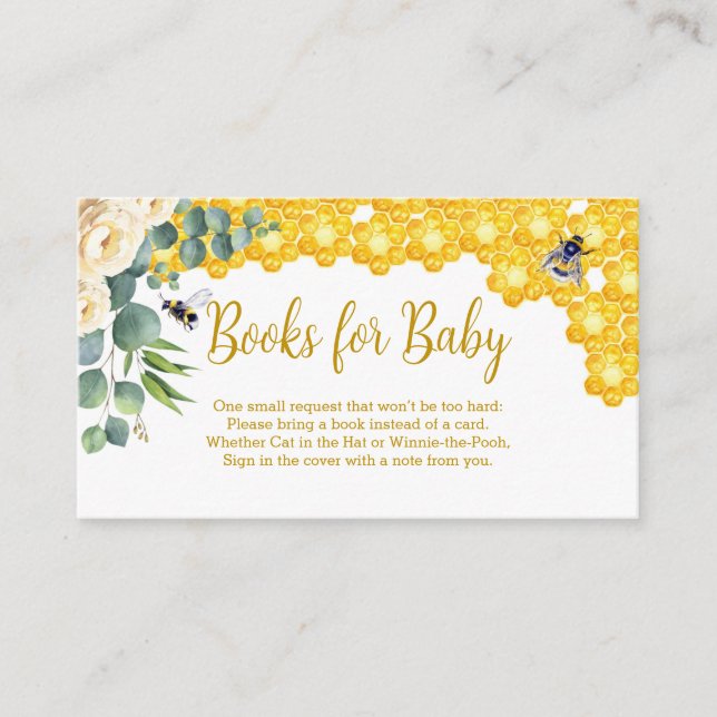 Tarjeta De Recepción Bee Baby Shower Books for Baby Card (Anverso)