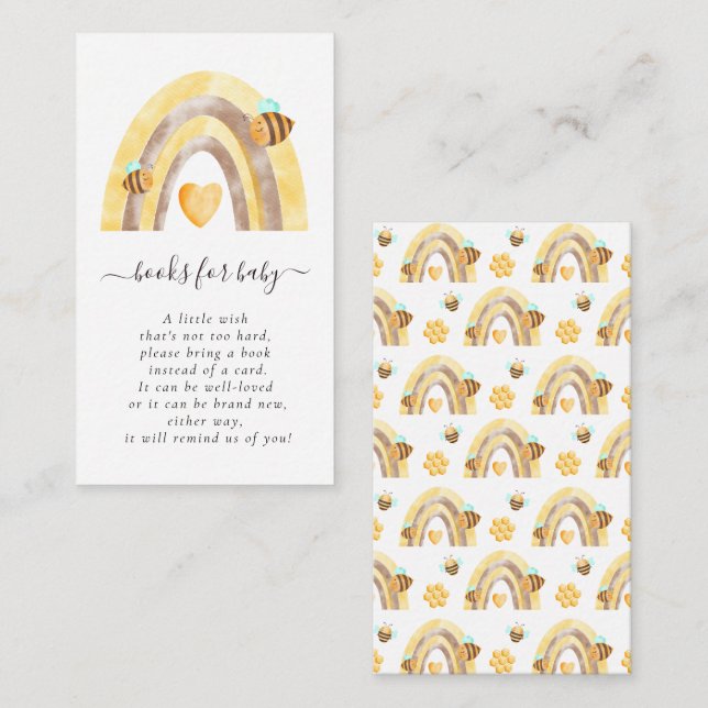 Tarjeta De Recepción Bee Baby Shower Books para el bebé (Anverso / Reverso)