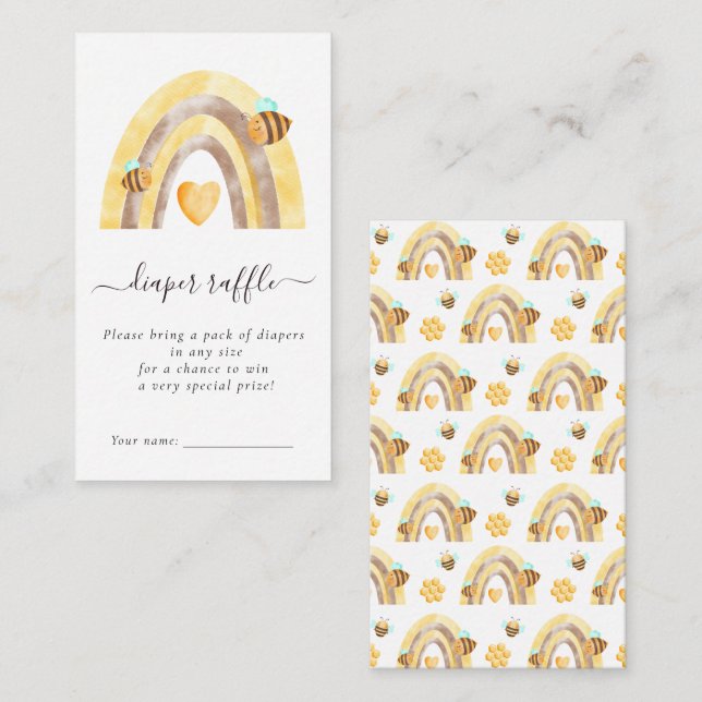 Tarjeta De Recepción Bee Baby Shower Diaper Raffle (Anverso / Reverso)
