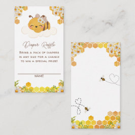 Tarjeta De Recepción Bee Baby Shower Diaper Raffle Honeycombs Floral
