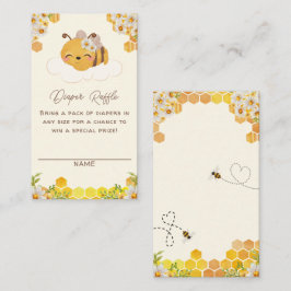 Tarjeta De Recepción Bee Baby Shower Diaper Raffle Honeycombs Floral En
