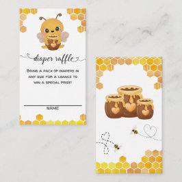 Tarjeta De Recepción Bee Baby Shower Diaper Raffle Honeycombs Neutral