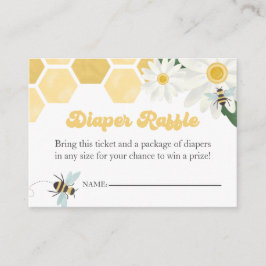 Tarjeta De Recepción Bee Baby Shower honeycomb daisies diaper raffle