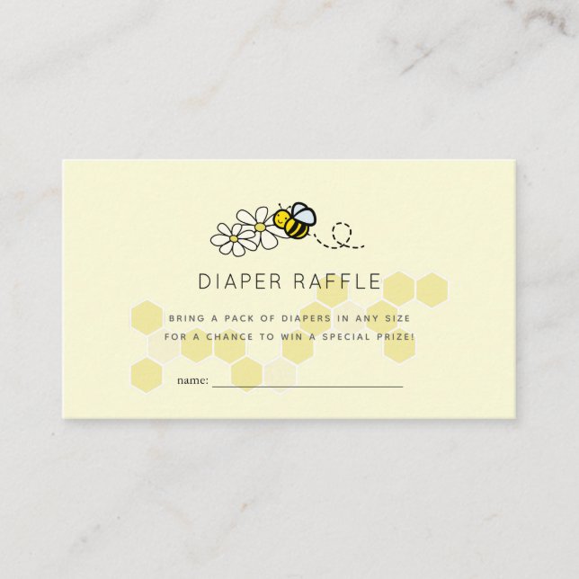 Tarjeta De Recepción Bee Daisy Yellow Baby Shower Diaper Ticket (Anverso)