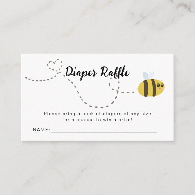 Tarjeta De Recepción Bee Diaper Raffle Baby Shower (Anverso)