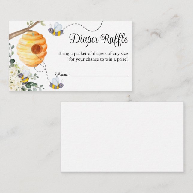 Tarjeta De Recepción Bee Diaper Raffle Ticket Baby Shower (Anverso / Reverso)