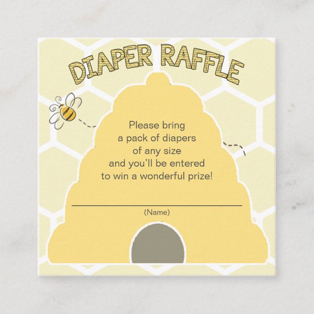 Tarjeta De Recepción Bee Diaper Raffle Ticket para Baby Shower (Anverso)
