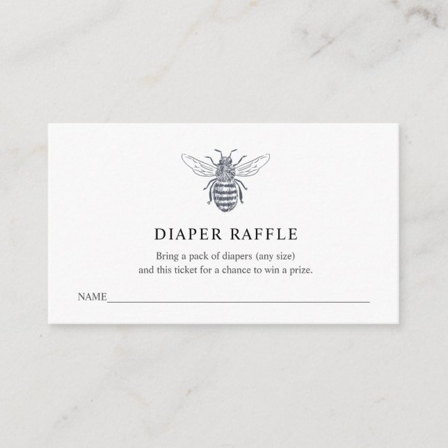 Tarjeta De Recepción Bee Diaper Raffle Ticket para Baby Shower (Anverso)