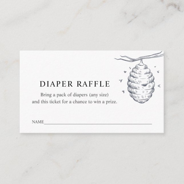 Tarjeta De Recepción Bee Diaper Raffle Ticket para Baby Shower (Anverso)