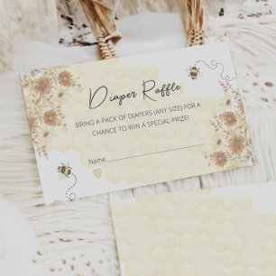 Tarjeta De Recepción Bee Honey Boho Baby Shower Diaper Raffle