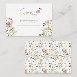 Tarjeta De Recepción Bee Wildflower Diaper Raffle Baby Shower