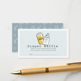 Tarjeta De Recepción Beer & Baby Bottle Blue Baby Diaper Raffle Ticket