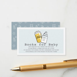 Tarjeta De Recepción Beer & Baby Bottle Blue Baby Shower Book Request