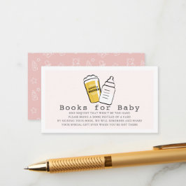 Tarjeta De Recepción Beer & Baby Bottle Pink Baby Shower Book Request