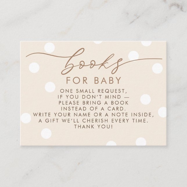 Tarjeta De Recepción Beige and White Books For Baby Request (Anverso)