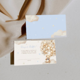 Tarjeta De Recepción Beige Balloon Bear Diaper Raffle Baby Shower