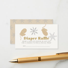 Tarjeta De Recepción Beige Beanie Baby Shower Diaper Raffle Ticket