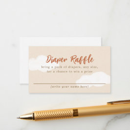 Tarjeta De Recepción Beige Boho Nubes Baby Shower Diaper Raffle