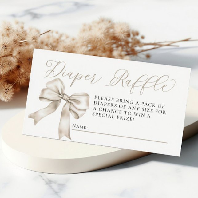 Tarjeta De Recepción Beige Bow Coquette Baby Shower Diaper Raffle (Subido por el creador)